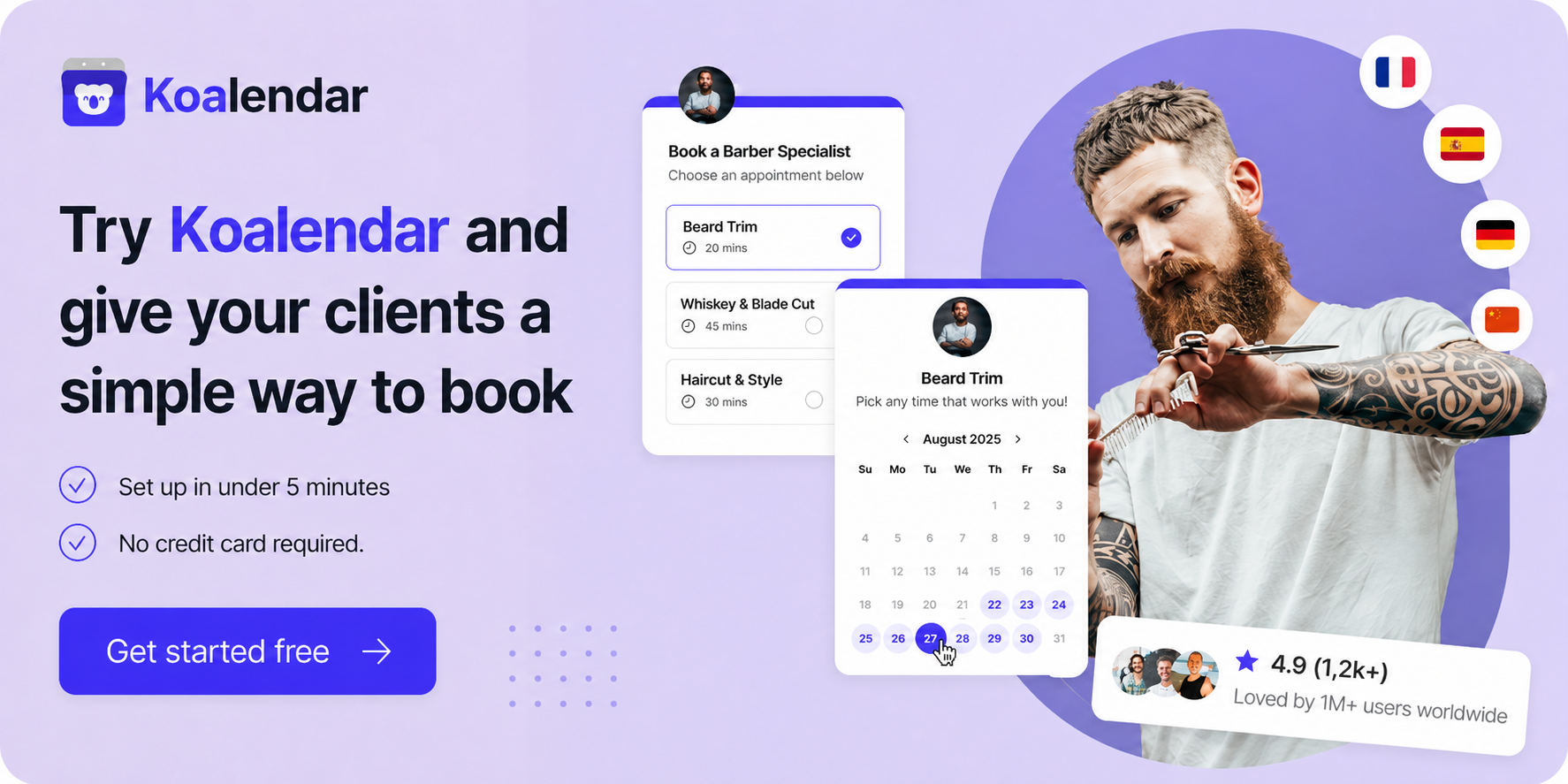 página de agendamento Koalendar melhor app de agendamento para barbeiro